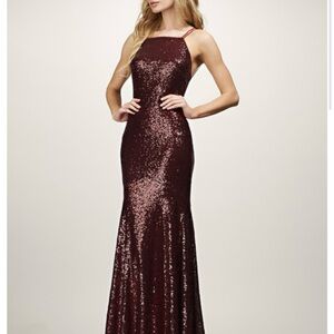 Theia Silver Sequin Bridesmaid Dress